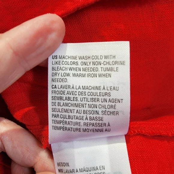 Set Of 2 Charter Club Luxury 100% Linen Red And Floral Tie-Front Top Size XXL - Picture 10 of 12